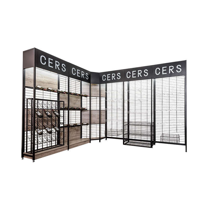 Premium L-shaped supermarket display rack, multi-purpose storage shelf