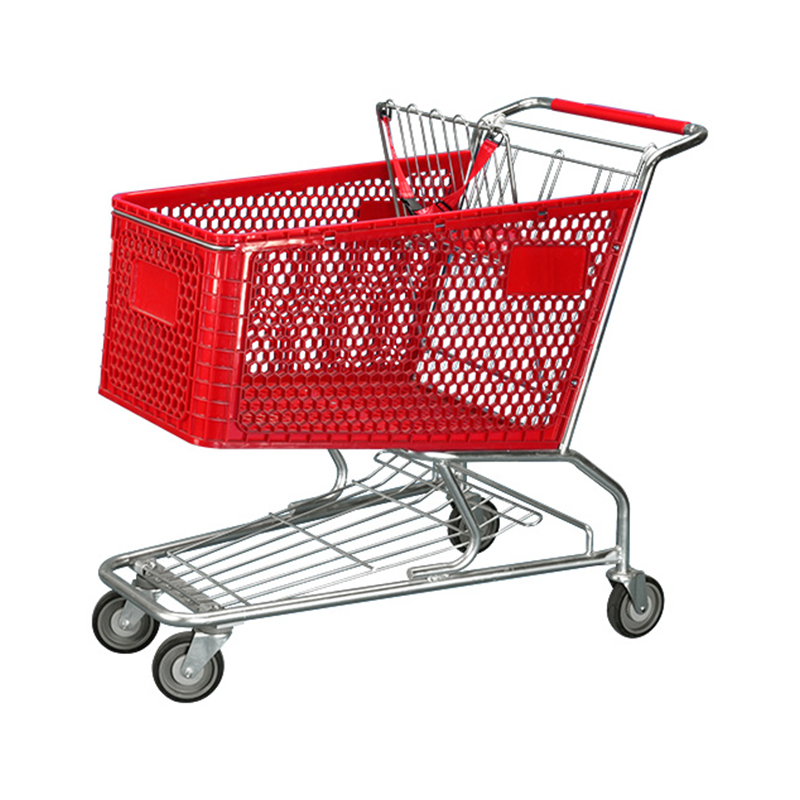 Plastic Basket Shopping Cart — Large Capacity, Silent Swivel Wheels