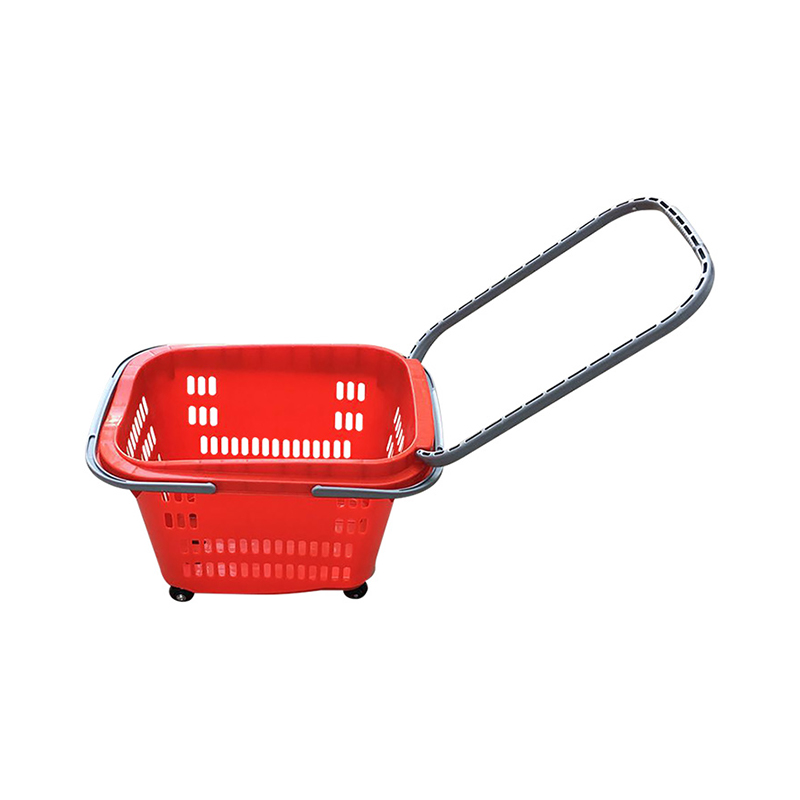 Large-Capacity Shopping Basket with Retractable Handle and Wheels — Effort-Saving Design for Supermarkets and Retail Stores