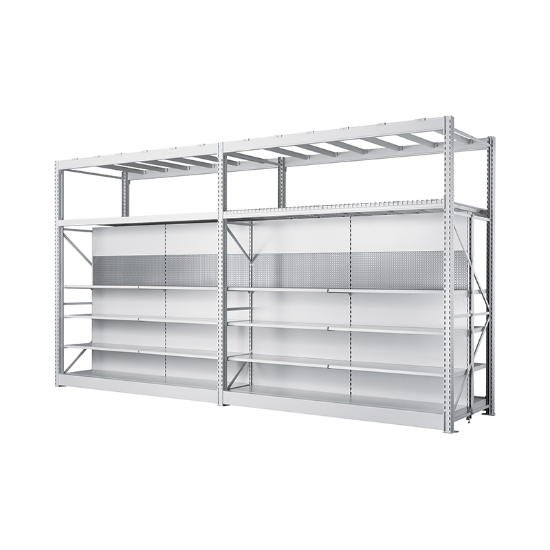 Premium Double-Sided Shelf with Top Rail - Jewelry and General Merchandise Display Rack